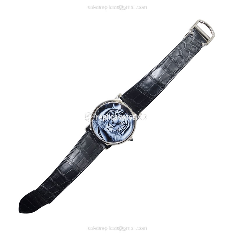 Cartier Rotonde De Cartier - Manual - 18kt Gold - Black - Alligator Black Clasp - View 2