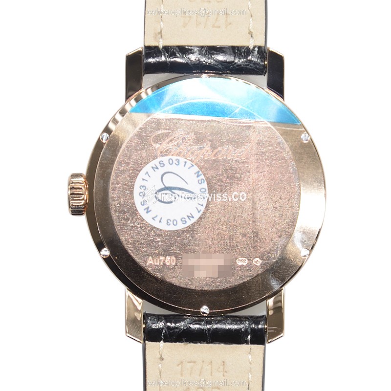 Chopard Classic Replica - Automatic 18kt Rose Gold - White Dial - Black Alligator Strap - View 3