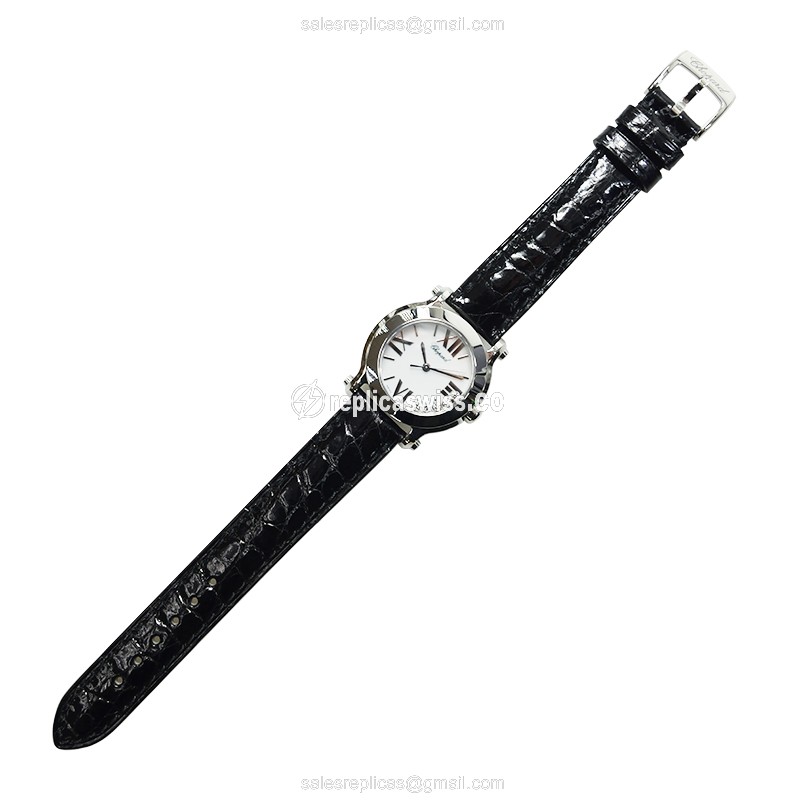 Chopard Happy Sport Quartz Steel - White Dial Buckle Black Alligator - View 2