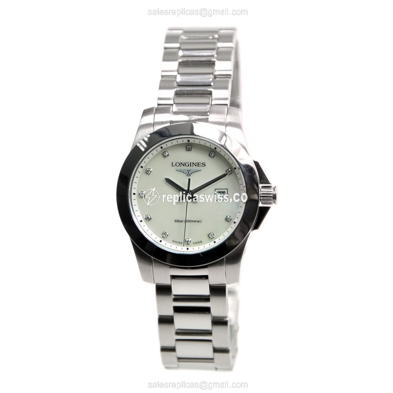 Longines CONQUEST Replica - Quartz - Stainless Steel - White Dial, Silver Clasp - View 2