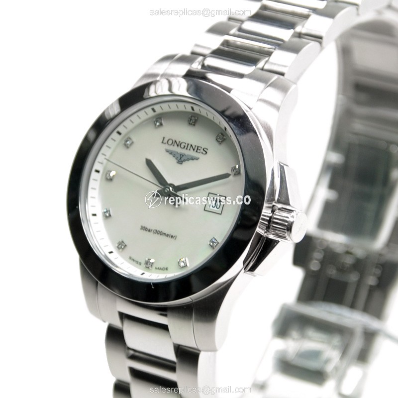 Longines CONQUEST Replica - Quartz - Stainless Steel - White Dial, Silver Clasp - View 3