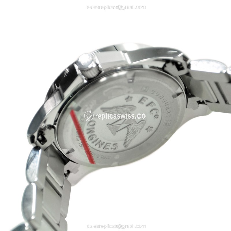 Longines CONQUEST Replica - Quartz - Stainless Steel - White Dial, Silver Clasp - View 4