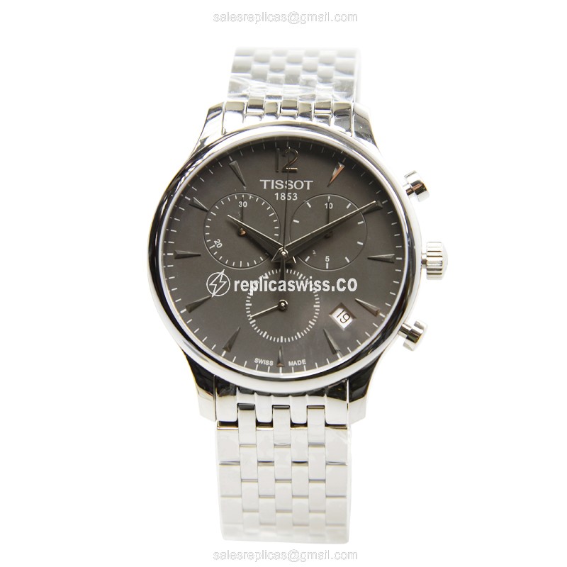Tissot T-CLASSIC Quartz - Steel Case - Dark Grey - Silver Steel - Clasp - View 2