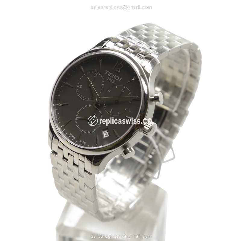 Tissot T-CLASSIC Quartz - Steel Case - Dark Grey - Silver Steel - Clasp - View 3