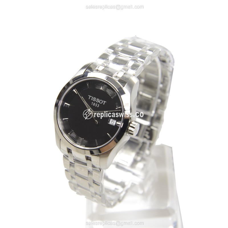Tissot T-CLASSIC Replica - Quartz - Stainless Steel - Black Dial - Silver Steel Band - View 2