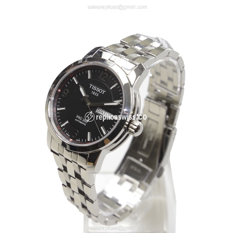 Automatic Tissot T-SPORT - Black Dial - Silver Steel - Clasp - 40mm - View 3