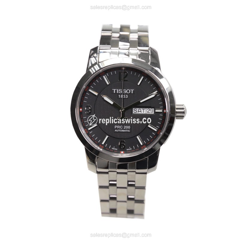 Automatic Tissot T-SPORT - Black Dial - Silver Steel - Clasp - 40mm - View 2