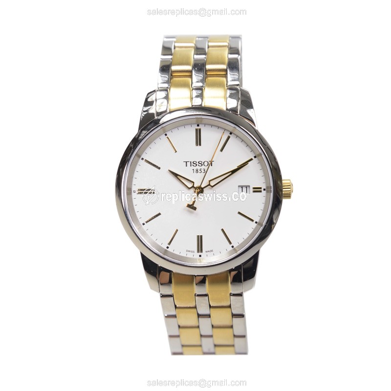 Rolex T-CLASSIC Quartz - White Dial - Steel Case - Gold PVD - Gold Strap - Clasp - View 2