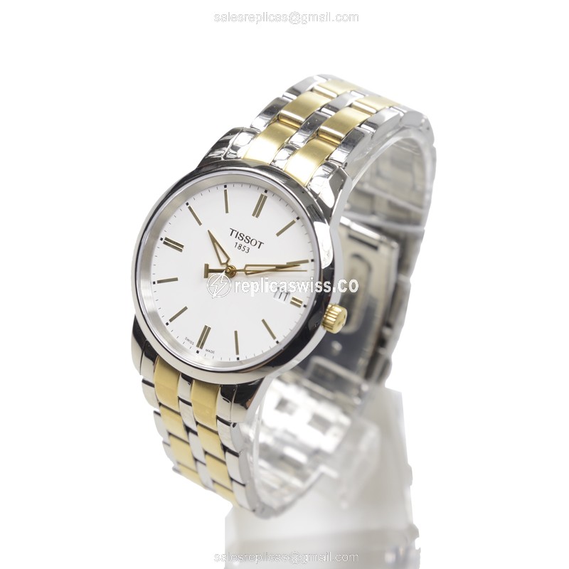 Rolex T-CLASSIC Quartz - White Dial - Steel Case - Gold PVD - Gold Strap - Clasp - View 3
