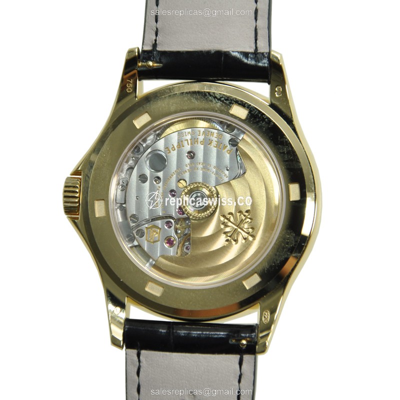 Patek Philippe 5127J-001 CALATRAVA - Automatic 18kt Gold - Silver Dial - Leather Black Strap - View 4