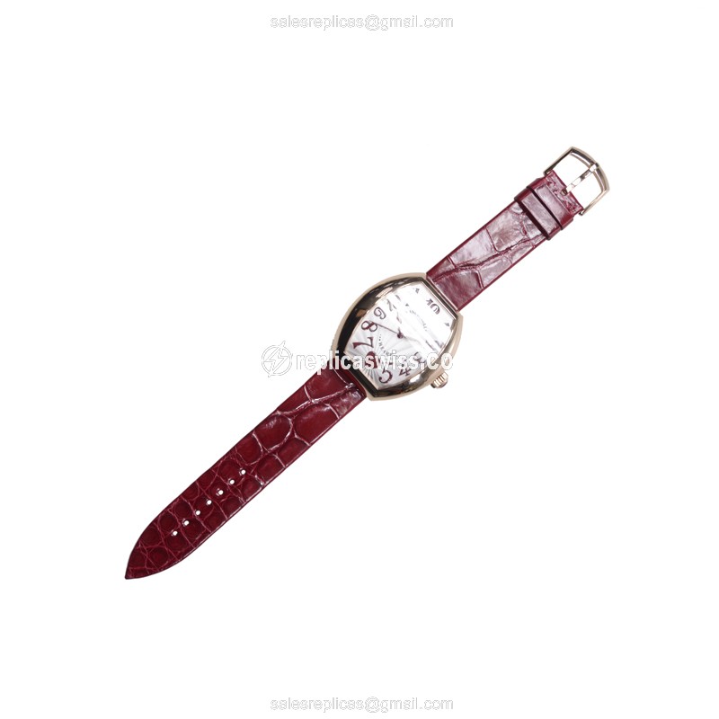 Franck Muller 5000 H SC C 6H HEART Automatic - Rose Gold - Silver Dial, Red Leather Strap - View 2