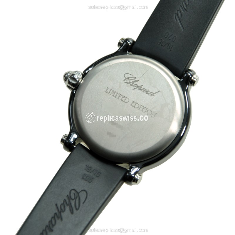 Chopard Happy Sport Quartz - Black Dial - Steel Case - Black Rubber - Buckle Clasp - View 3