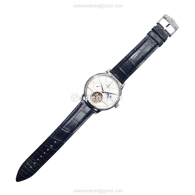 Jaeger-Lecoultre Q5046520 Replica - Ultra Thin - Automatic - 18kt White Gold - Silver Dial - Blue Alligator Strap - View 2