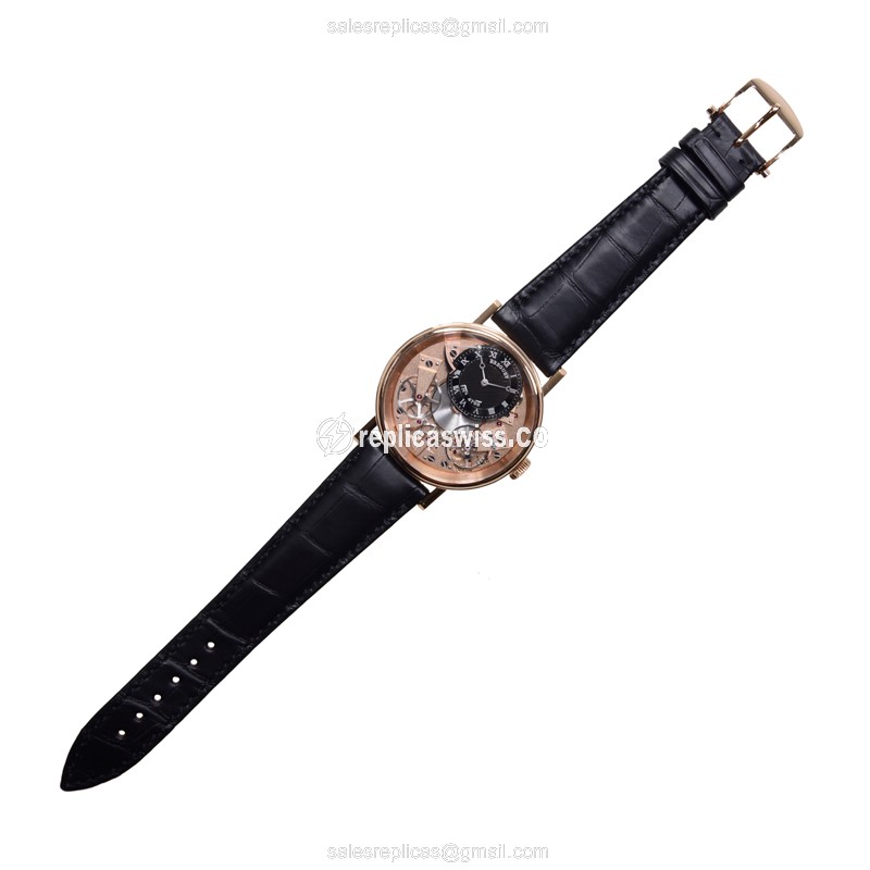 Breguet Tradition 7057BR/R9/9W6 - Manual - 18kt Rose Gold - Black Dial - Buckle Clasp - Alligator Black Strap - View 2