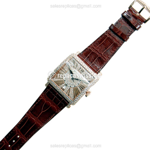 Franck Muller Master Square Replica - Automatic - 18kt Rose Gold - Brown Dial, Alligator Strap - Buckle Clasp - View 2