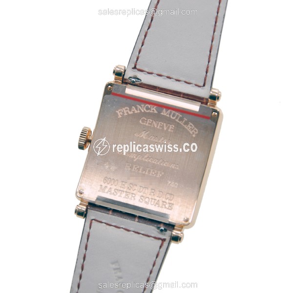 Franck Muller Master Square Replica - Automatic - 18kt Rose Gold - Brown Dial, Alligator Strap - Buckle Clasp - View 3
