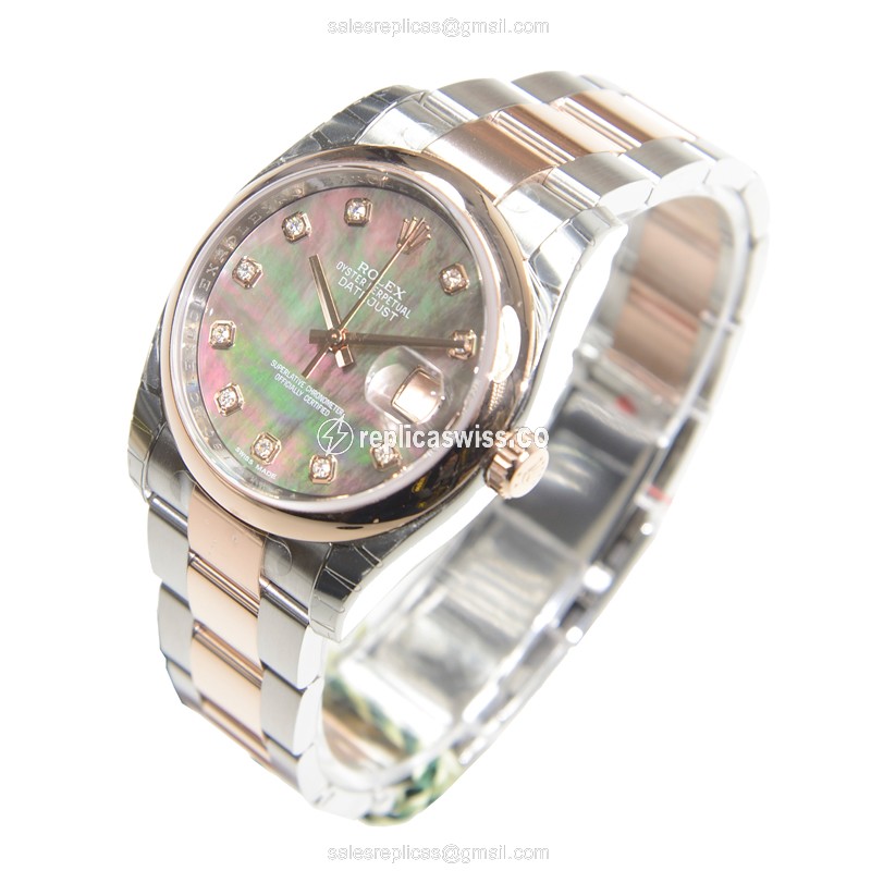 Rolex Datejust Replica - 18kt Rose Gold | Steel - Black Dial, Automatic - View 3