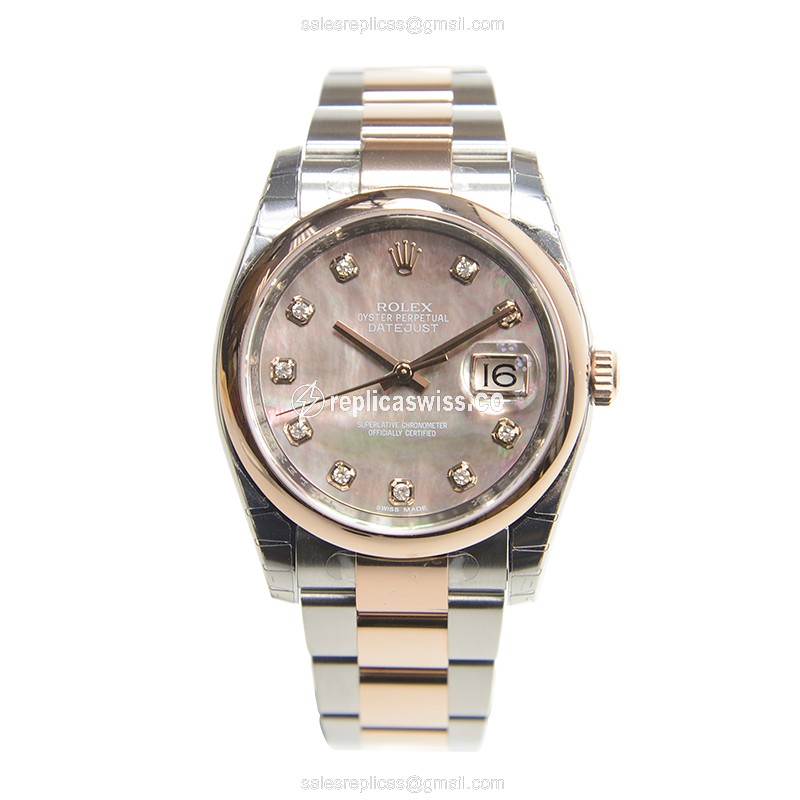 Rolex Datejust Replica - 18kt Rose Gold | Steel - Black Dial, Automatic - View 2