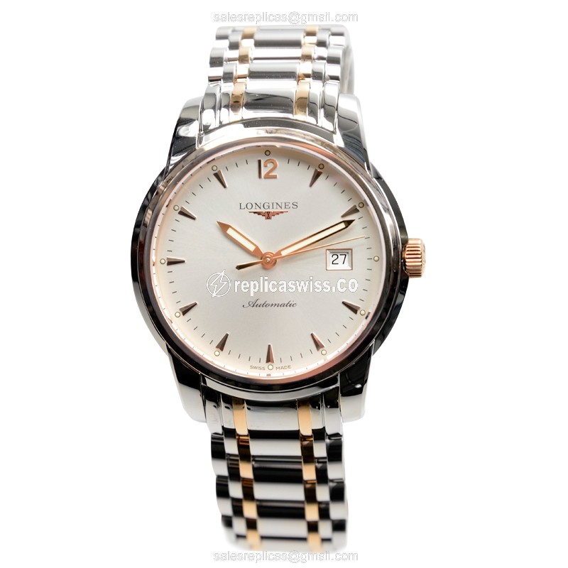 Longines SAINT IMIER Replica - Automatic - Rose Gold & Steel - Silver Dial - View 2