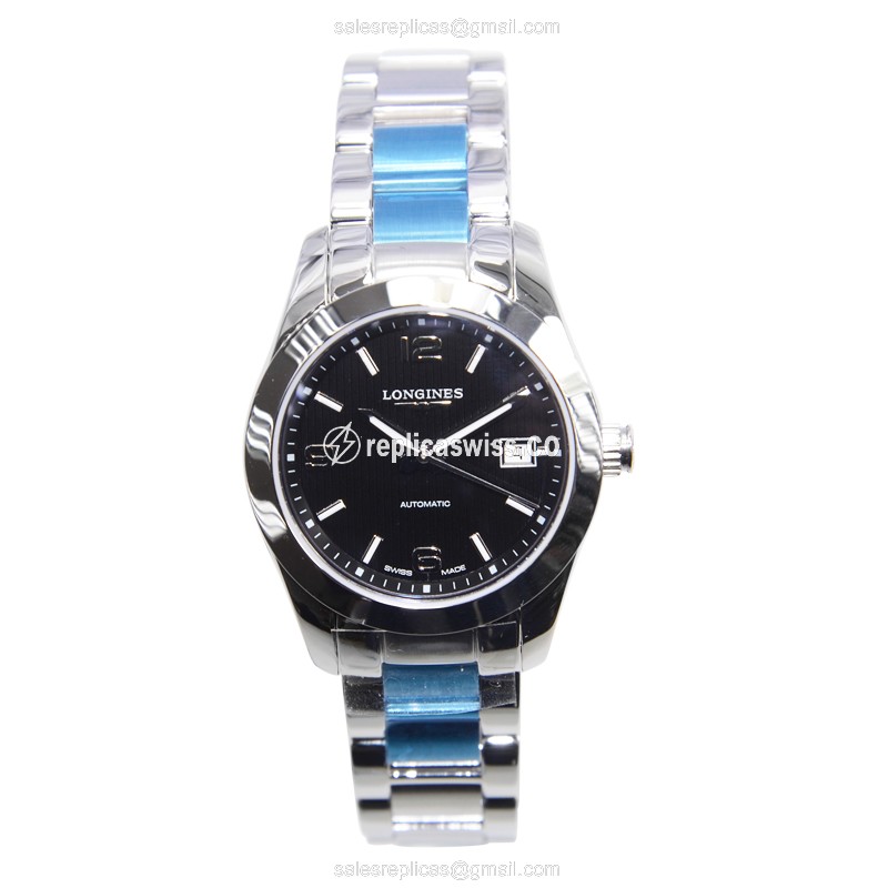 Longines CONQUEST CLASSIC Replica - Automatic - Steel - Black - Silver - Clasp - View 2