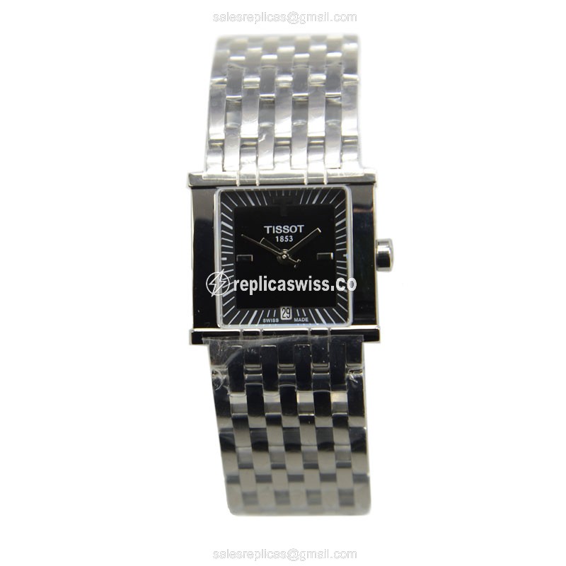 Rolex T-TREND Quartz Steel - Black Dial Silver Strap - View 2