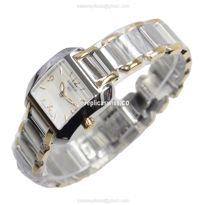 Tissot T-TREND Quartz - White Dial - Steel Case - Silver Strap - Clasp - View 3