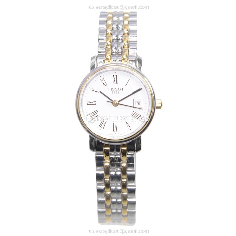 Tissot T-CLASSIC Quartz - Steel Case - White Dial - Silver Steel Band - View 2