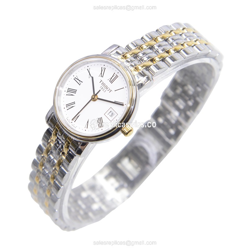Tissot T-CLASSIC Quartz - Steel Case - White Dial - Silver Steel Band - View 3