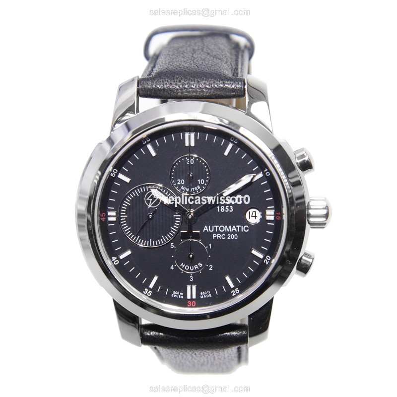 Tissot T-SPORT Replica - Automatic - Steel Case - Black Dial - Leather Strap - View 2