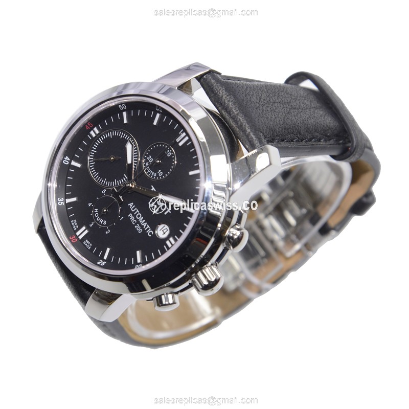 Tissot T-SPORT Replica - Automatic - Steel Case - Black Dial - Leather Strap - View 3
