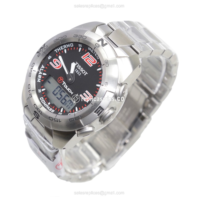 Rolex T013.420.11.057.00 Replica - Quartz - Black Dial - Silver Steel - View 3