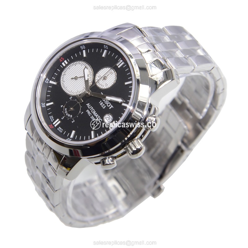 Tissot T-SPORT Automatic - Black Dial - Steel Case - Silver Strap - View 3