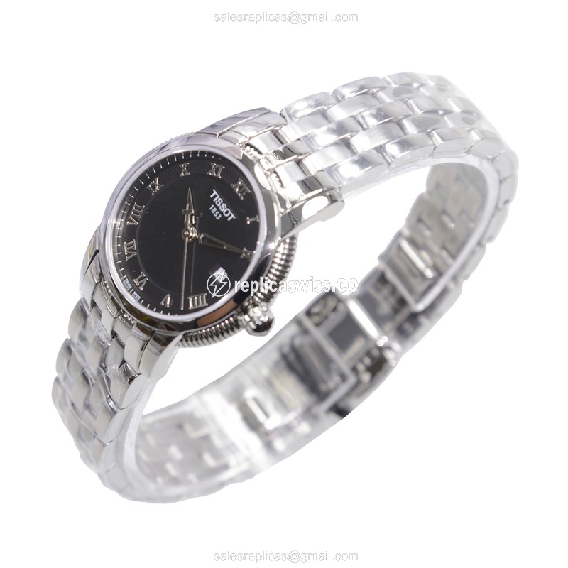 Tissot T-CLASSIC Quartz - Black Dial - Steel Case - Silver Strap - Clasp - View 3