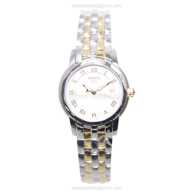Replica Tissot T-CLASSIC - Quartz - Stainless Steel Case - White Dial - Silver Steel Band - View 2