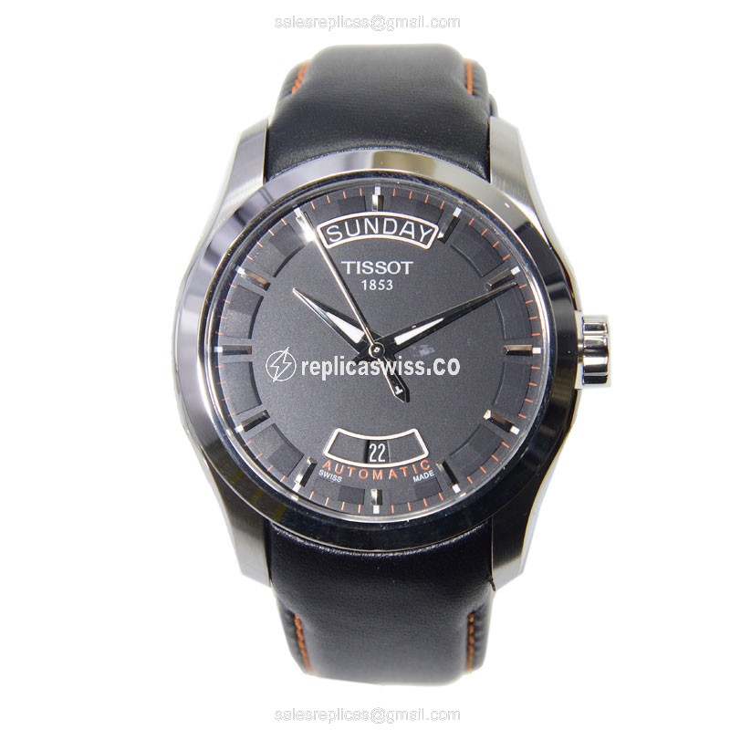 Tissot T-CLASSIC Automatic Steel - Black Dial, Leather Strap, Black Clasp - View 2