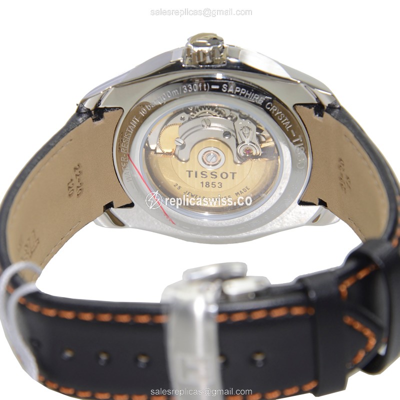Tissot T-CLASSIC Automatic Steel - Black Dial, Leather Strap, Black Clasp - View 4