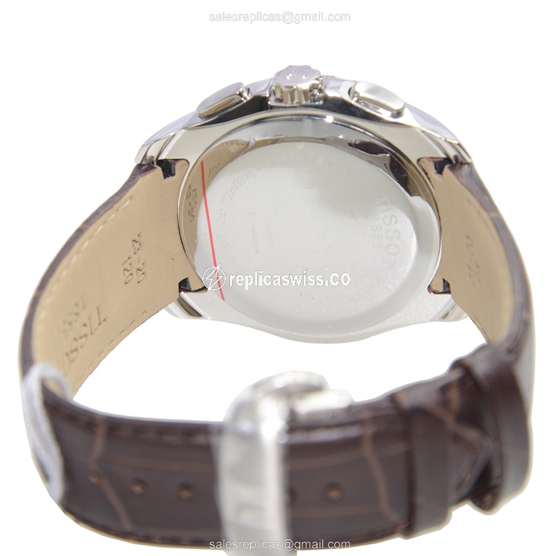 Rolex T-Classic Quartz - Silver Dial - Stainless Steel Case - Brown Leather Strap - View 3