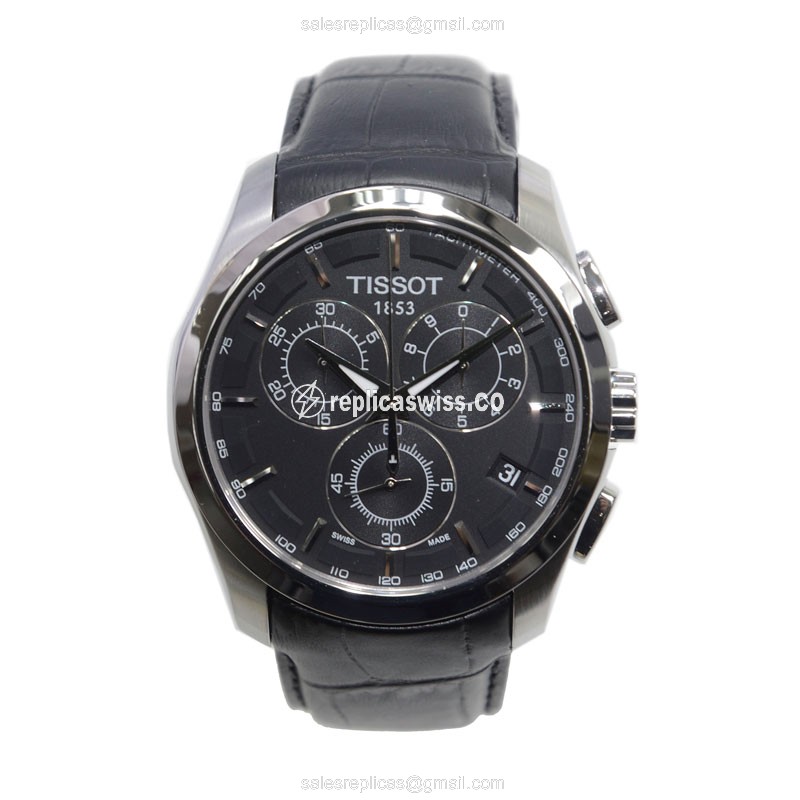 Tissot T-CLASSIC Quartz - Black Dial - Leather Strap - Steel Case - Clasp - View 2
