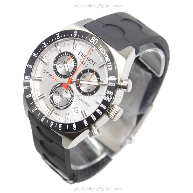 Tissot T-SPORT Quartz Silver Dial - Stainless Steel Case - Black Rubber Strap - View 3