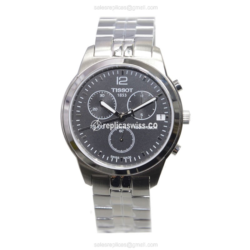 Rolex T-Classic Replica - Quartz - Black Dial - Silver Steel Strap - 40mm Case - View 2