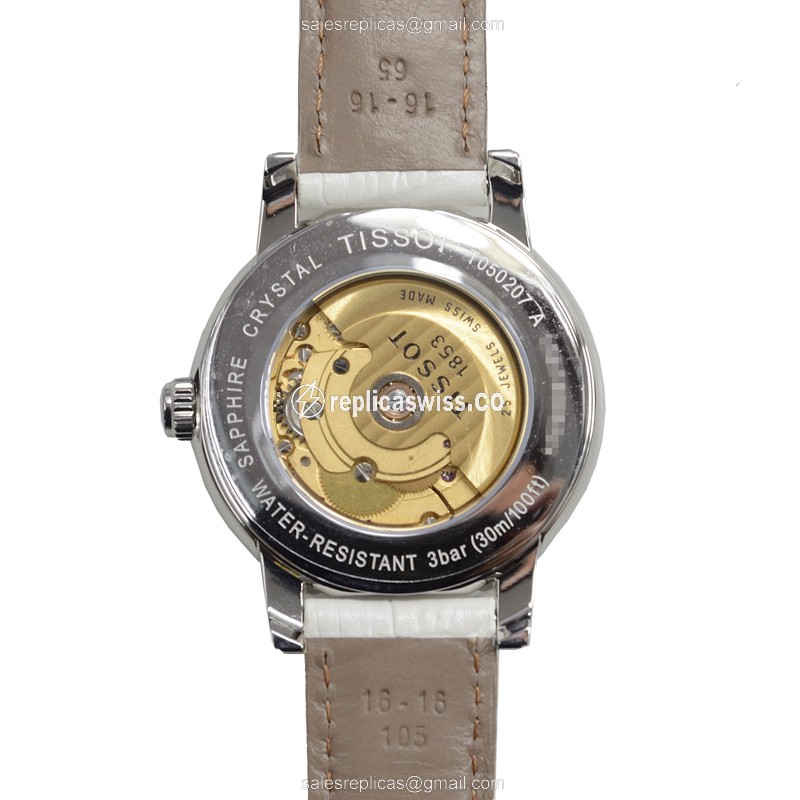 Tissot T-CLASSIC Replica - Automatic - Stainless Steel - White Dial - Leather Strap - View 3