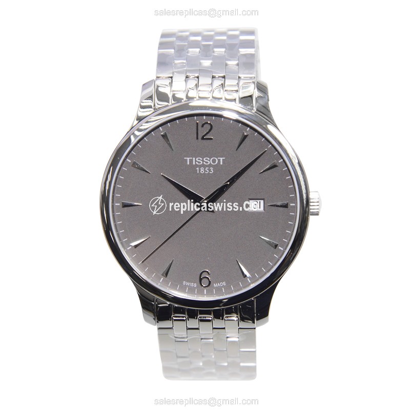 Tissot T-CLASSIC Replica - Quartz - Stainless Steel Case - Gray Dial - Silver Band - View 2