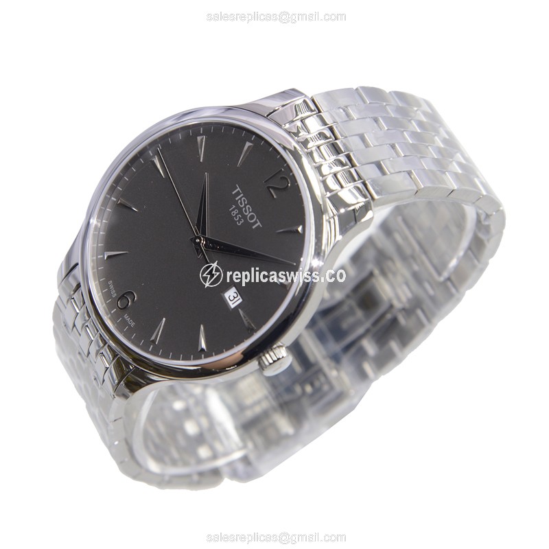 Tissot T-CLASSIC Replica - Quartz - Stainless Steel Case - Gray Dial - Silver Band - View 3