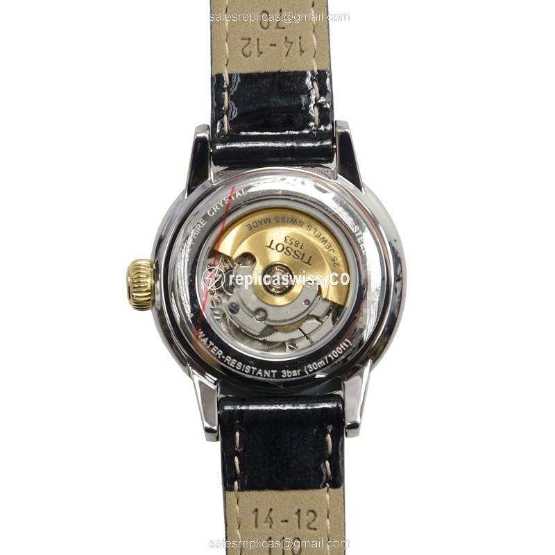 Replica Tissot T-CLASSIC - Automatic - White Dial - Leather Black Strap - Buckle Clasp - View 3