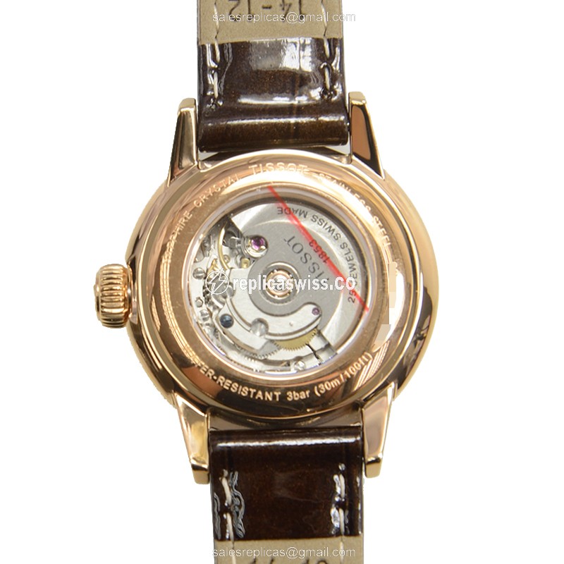 Rolex T-CLASSIC Replica - Automatic - Stainless Steel - White Dial - Brown Leather Strap - View 3