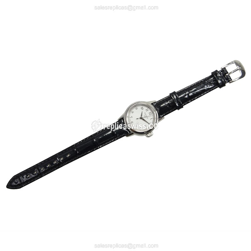 Rolex T-Classic Quartz Replica - White Dial - Stainless Steel - Black Leather Strap - Buckle Clasp - View 2