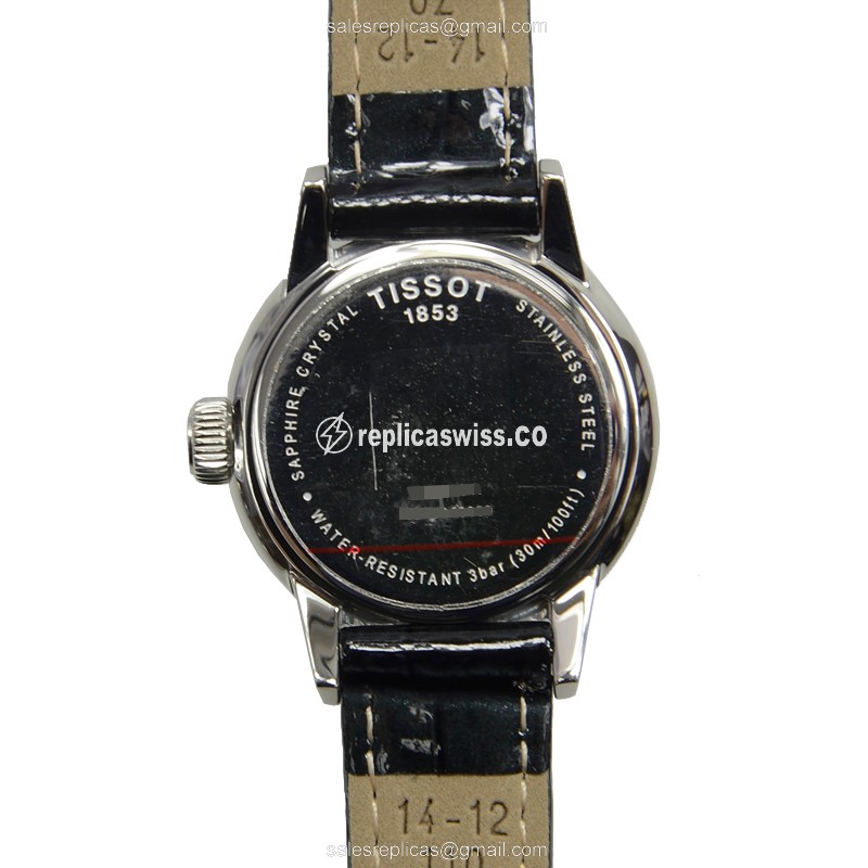 Rolex T-Classic Quartz Replica - White Dial - Stainless Steel - Black Leather Strap - Buckle Clasp - View 3