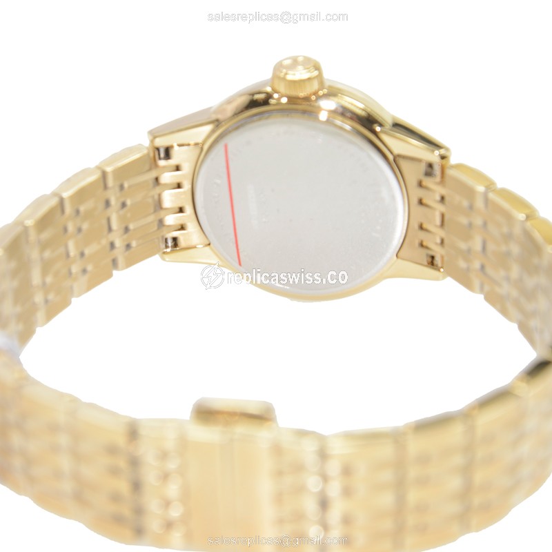 Rolex T-Classic Quartz Replica - Gold Case - Gold Dial - Steel Strap - Clasp - View 4