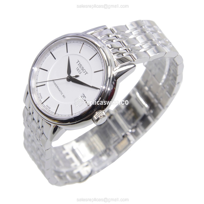 Automatic Tissot T085.407.11.011.00 T-CLASSIC - Steel Case, White Dial, Silver Band - View 3