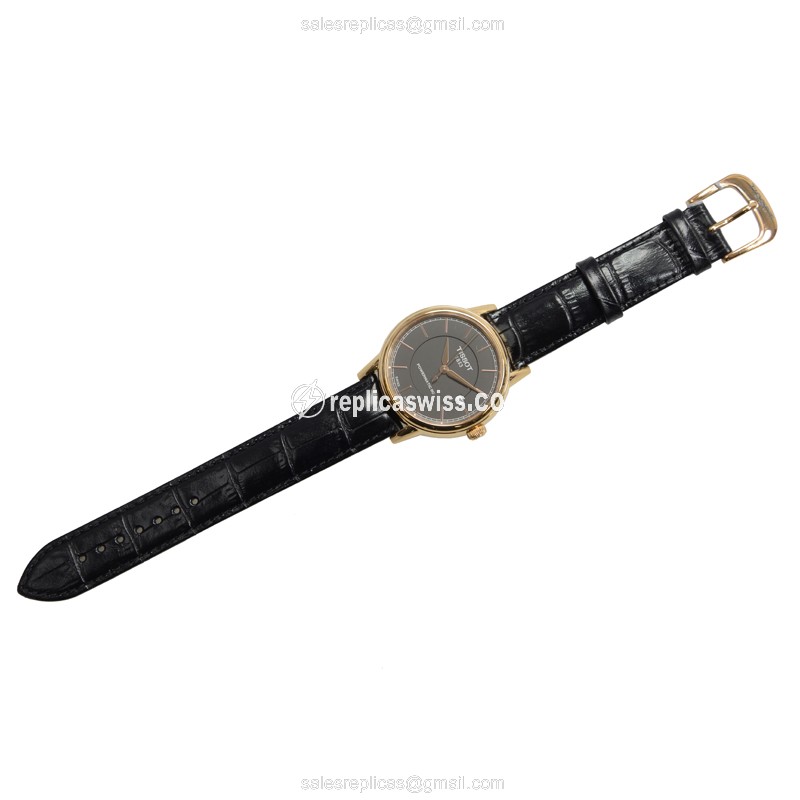 Rolex T-Classic Replica - Automatic - Steel Case - Gray Dial - Leather Strap - Black Buckle - View 2